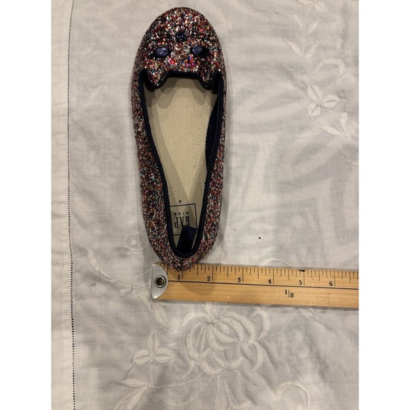 Gap Kids Glitter Cat Shoes With Jewel Eyes Pink Size 4 Ballet Flats Glamorous - Picture 9 of 10